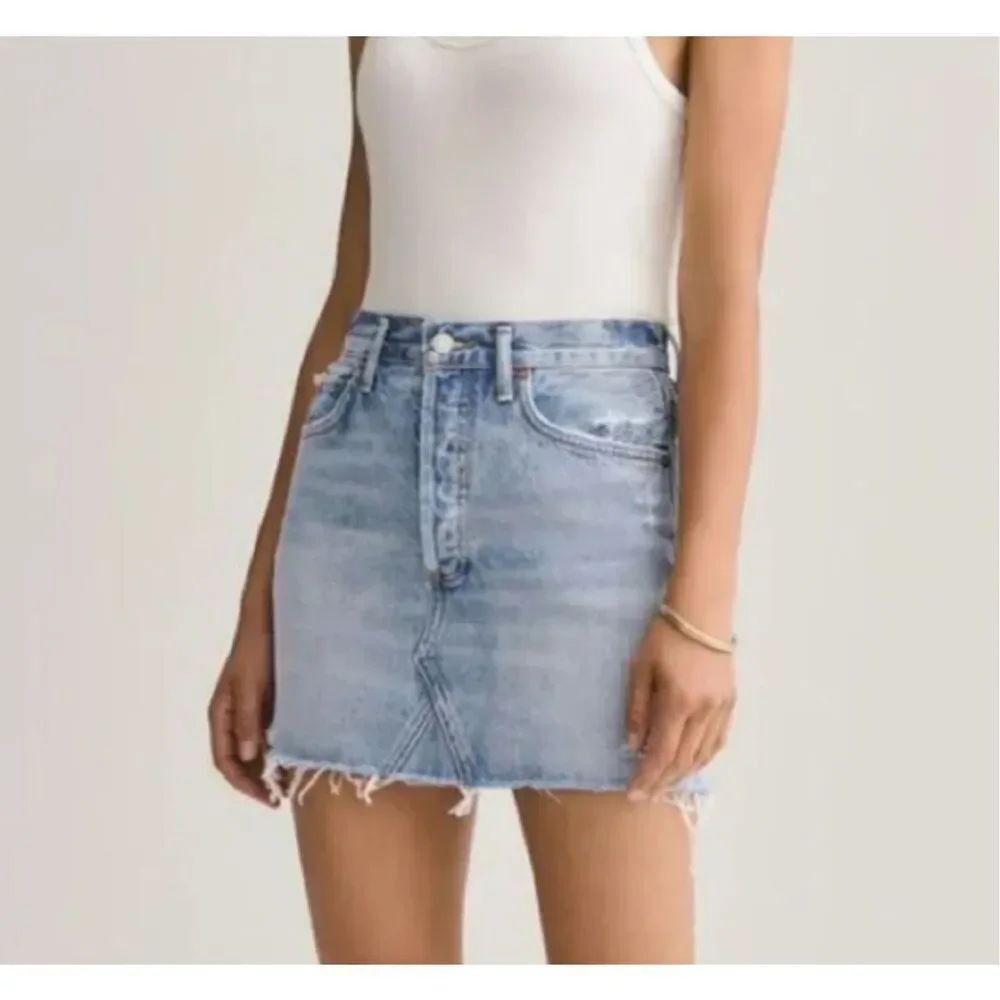 AGOLDE Quinn High Rise Denim Mini Skirt Jean Skirt Vega Size 28